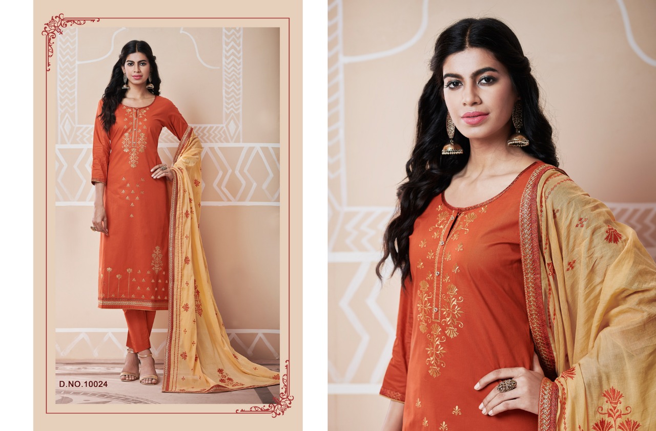 Gehana By Ramaiya 10021 To 10028 Series Designer Festive Suits Collection Beautiful Stylish Fancy Colorful Party Wear & Occasional Wear Pure Cotton With Work Dresses At Wholesale Price