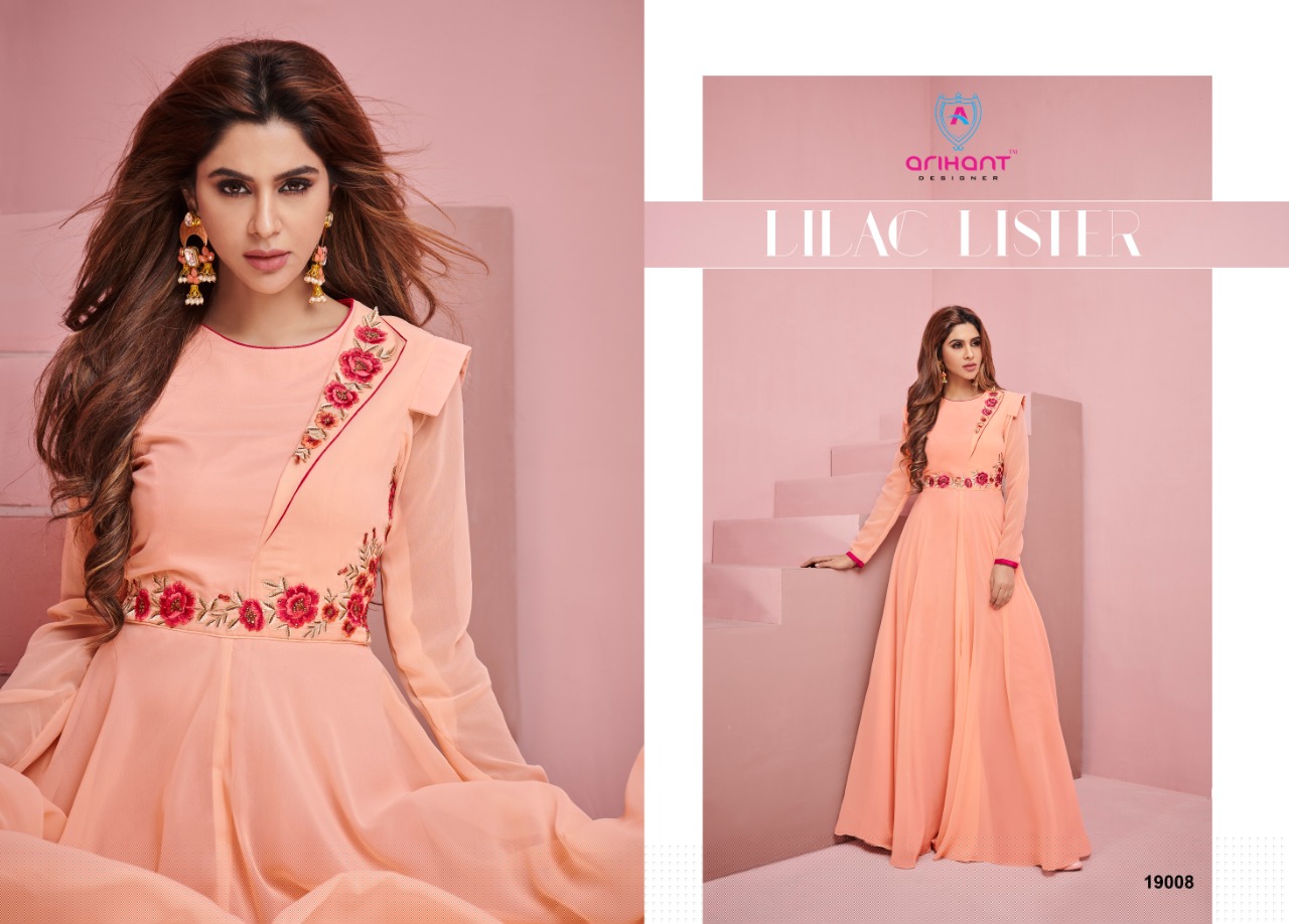 Glam Up By Arihant Designer 19001 To 19008 Series Beautiful Colorful Stylish Fancy Party Wear & Ethnic Wear & Ready To Wear Apple Georgette Embroidered Kurtis At Wholesale Price