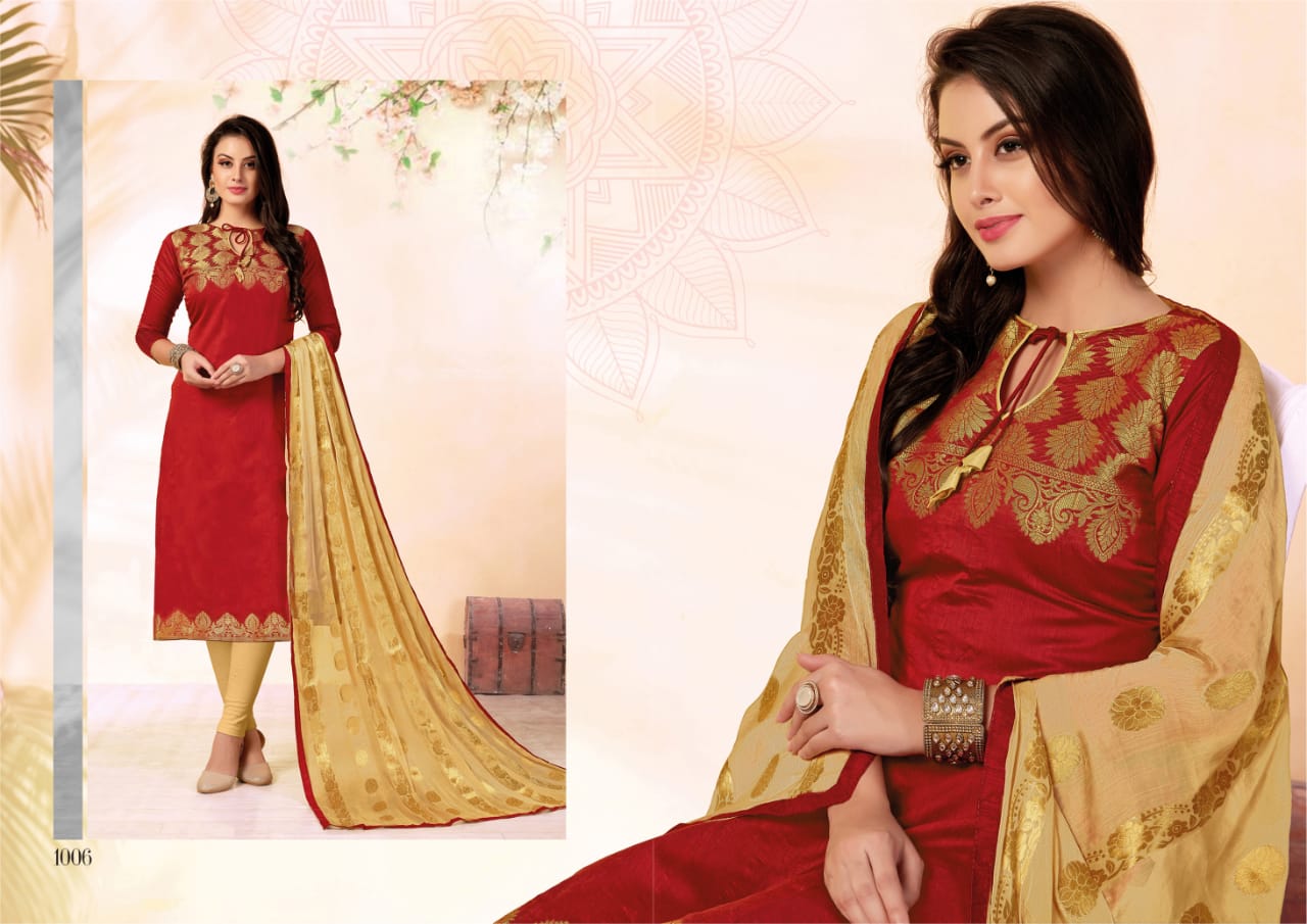 Glamour By Shri Mahavir Fashion 1001 To 1012 Series Beautiful Suits Collection Stylish Fancy Colorful Party Wear & Ethnic Wear Fancy Jacquard Dresses At Wholesale Price