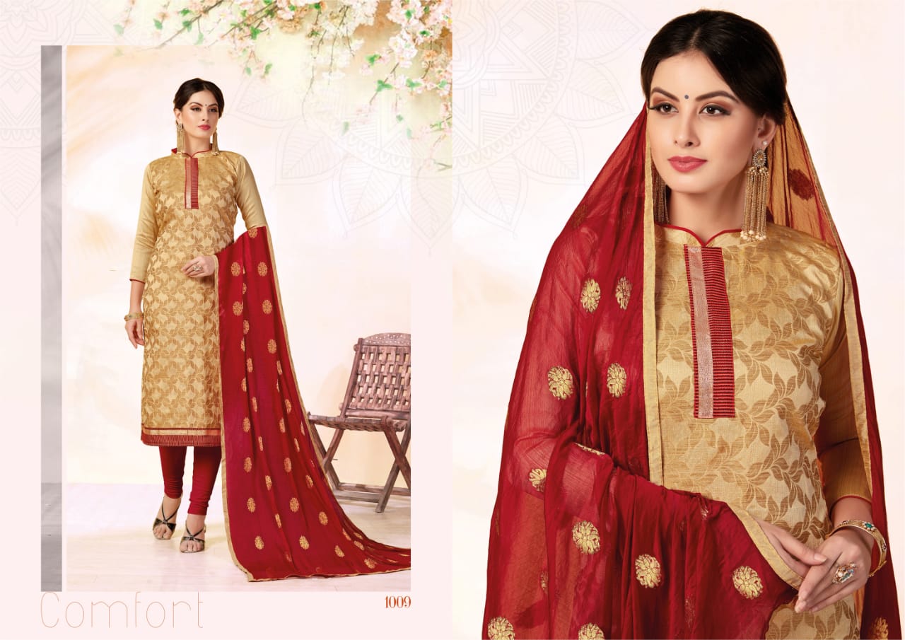 Glamour By Shri Mahavir Fashion 1001 To 1012 Series Beautiful Suits Collection Stylish Fancy Colorful Party Wear & Ethnic Wear Fancy Jacquard Dresses At Wholesale Price