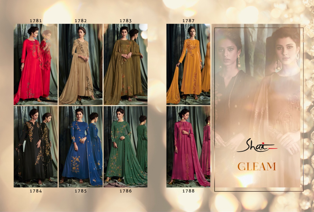 Gleam By Shai 1781 To 1788 Series Designer Festive Suits Collection Beautiful Stylish Fancy Colorful Party Wear & Occasional Wear Pure Modal Satin Dresses At Wholesale Price