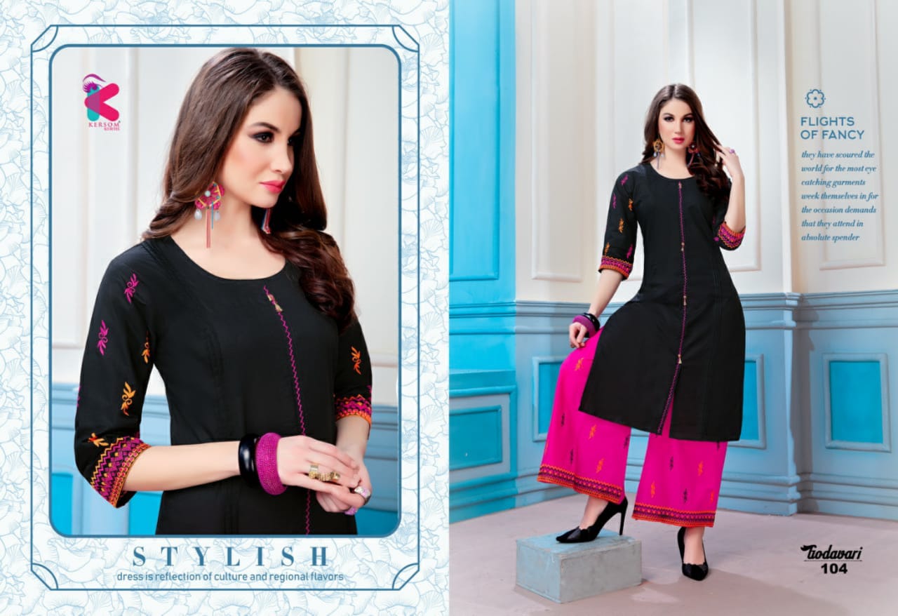 Godavari By Kersom 101 To 108 Series Designer Beautiful Stylish Colorful Fancy Ready To Wear & Casual Wear & Ethnic Wear Heavy Cotton Lawn Kurtis With Palazzo At Wholesale Price