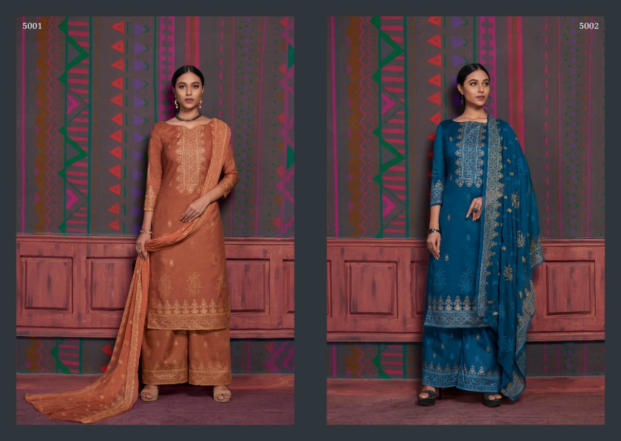 Gold By Aaa Design Studio 5001 To 5008 Series Beautiful Suits Colorful Stylish Fancy Casual Wear & Ethnic Wear Cotton Satin With Work Dresses At Wholesale Price