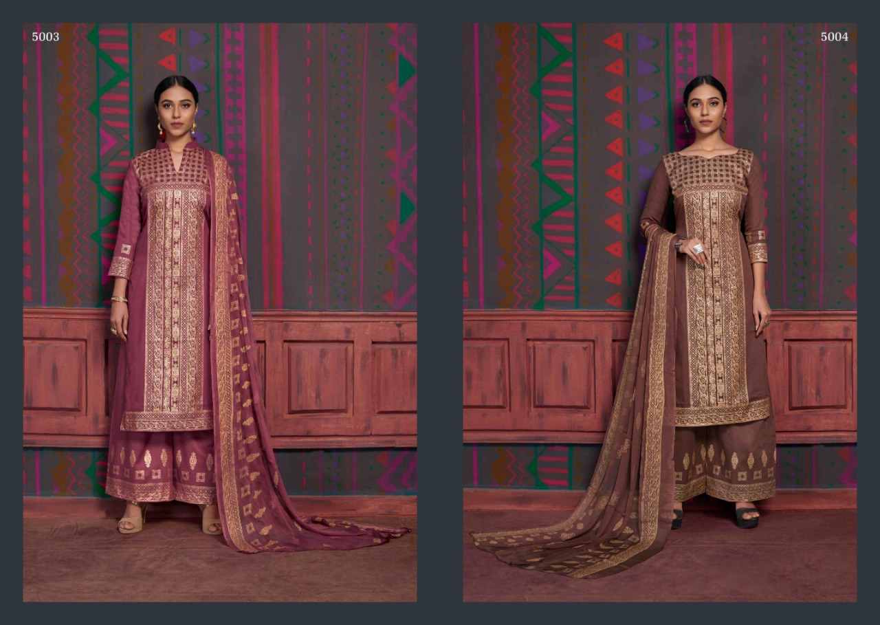 Gold By Aaa Design Studio 5001 To 5008 Series Beautiful Suits Colorful Stylish Fancy Casual Wear & Ethnic Wear Cotton Satin With Work Dresses At Wholesale Price