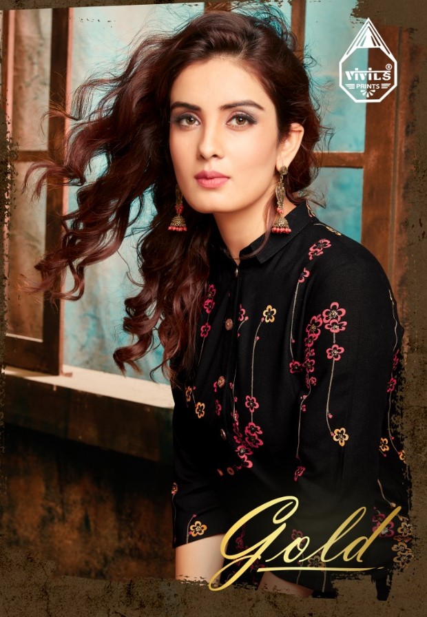 Gold By Vivils Print 1001 To 1006 Beautiful Stylish Colorful Fancy Party Wear & Ethnic Wear & Ready To Wear Rayon Printed Kurtis Kurtis At Wholesale Price