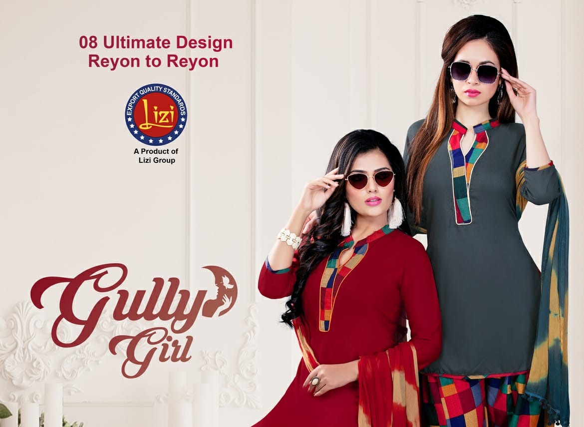 Gully Girl By Lizi 101 To 108 Series Beautiful Patiyala Stylish Colorful Fancy Casual Wear & Ethnic Wear & Ready To Wear Rayon Printed Dresses At Wholesale Price