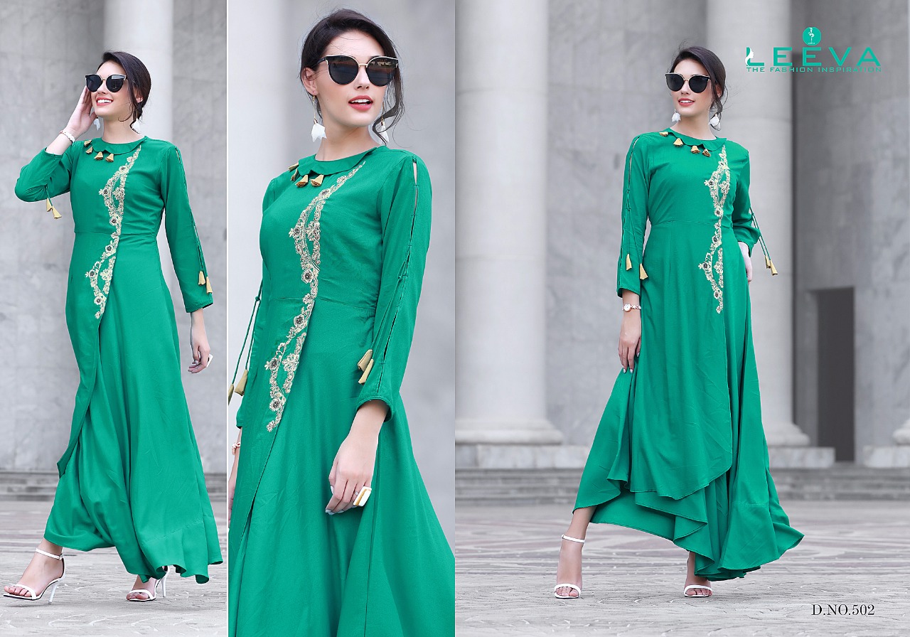 Gypsy By Leeva 501 To 508 Series Beautiful Stylish Fancy Colorful Casual Wear & Ethnic Wear Collection Heavy Bombay Rayon Embroidered Kurtis At Wholesale Price