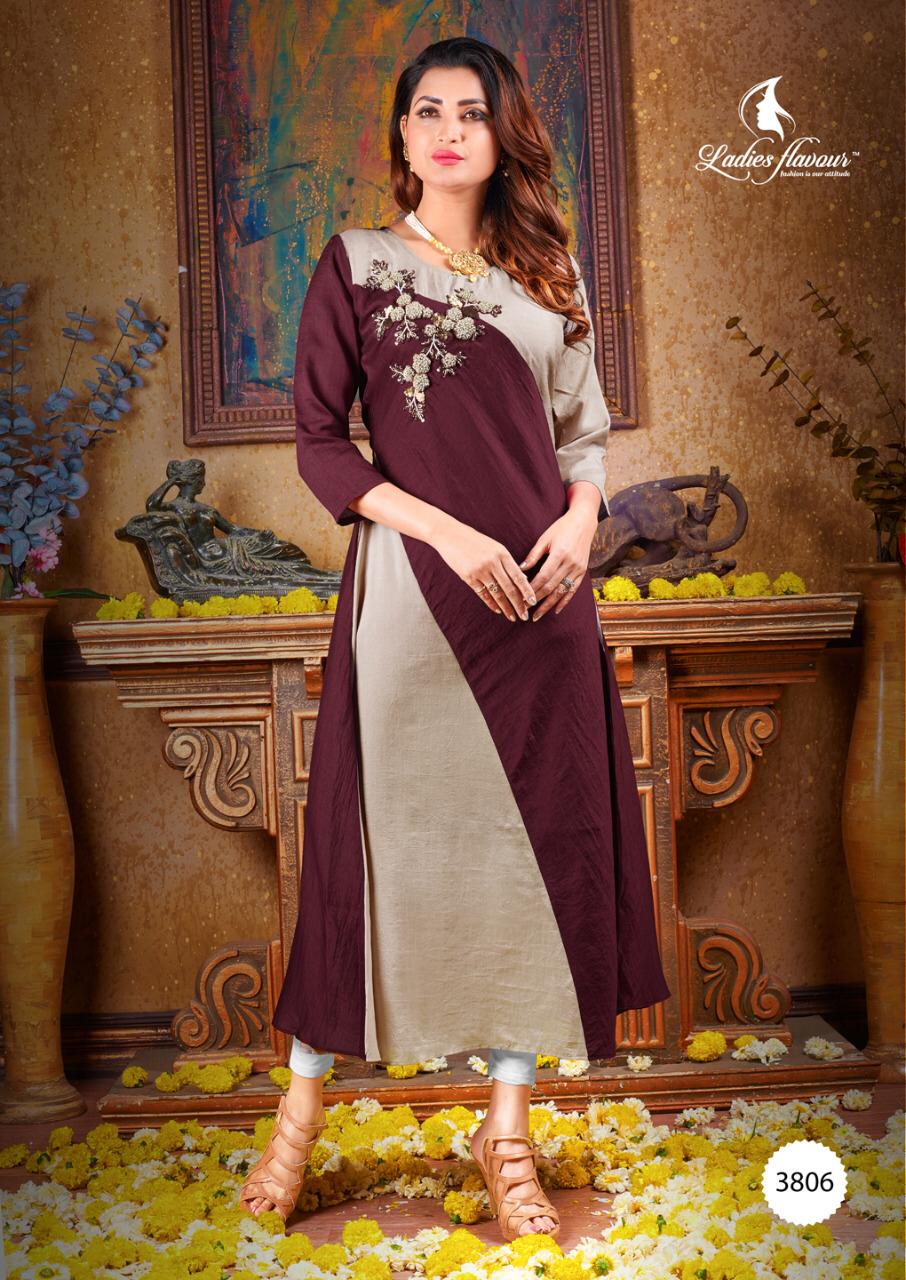 Handmade By Ladies Flavour 3801 To 3807 Series Beautiful Stylish Colorful Fancy Party Wear & Ethnic Wear & Ready To Wear Muslin Embroidery Kurtis At Wholesale Price