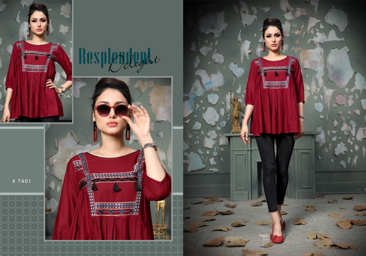 Heer By Micro Designer 7401 To 7406 Series Stylish Fancy Beautiful Colorful Casual Wear & Ethnic Wear Rayon Slub With Fancy Embroidery Kurtis At Wholesale Price