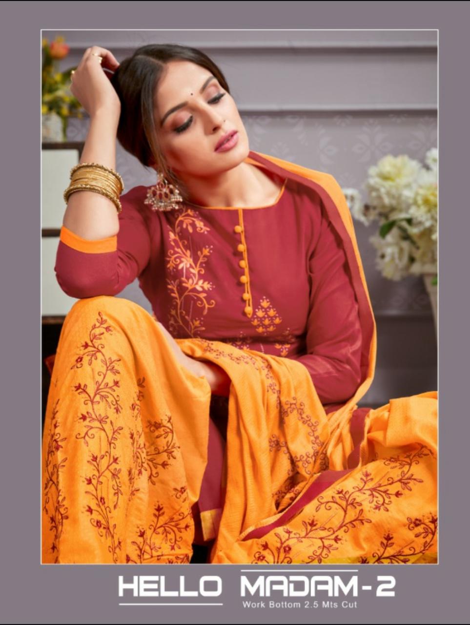 Hello Madam Vol-2 By Raghav Royals 25001 To 25012  Series Suits Collection Beautiful Stylish Fancy Colorful Casual Wear & Ethnic Wear Cotton With Embroidery Dresses At Wholesale Price