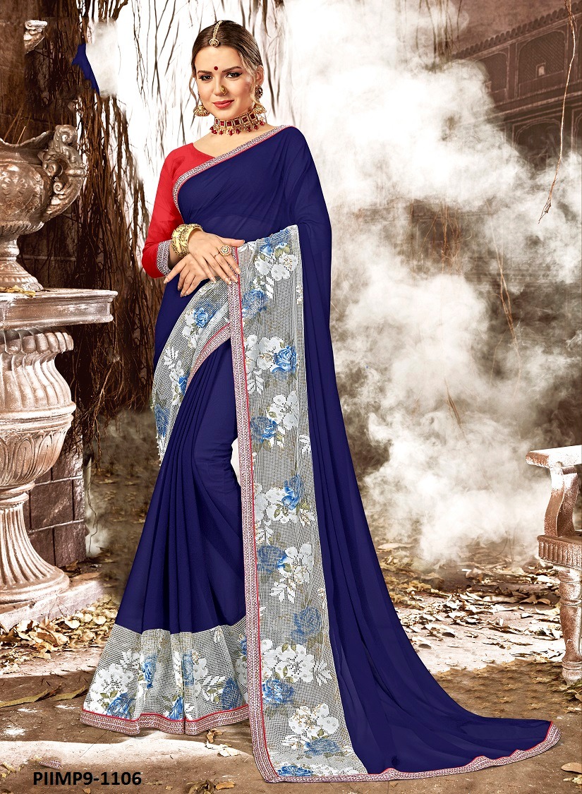 Impression Vol-9 By Pikasho 1101 To 1112 Series Indian Traditional Wear Collection Beautiful Stylish Fancy Colorful Party Wear & Occasional Wear Georgette Embroidered Sarees At Wholesale Price