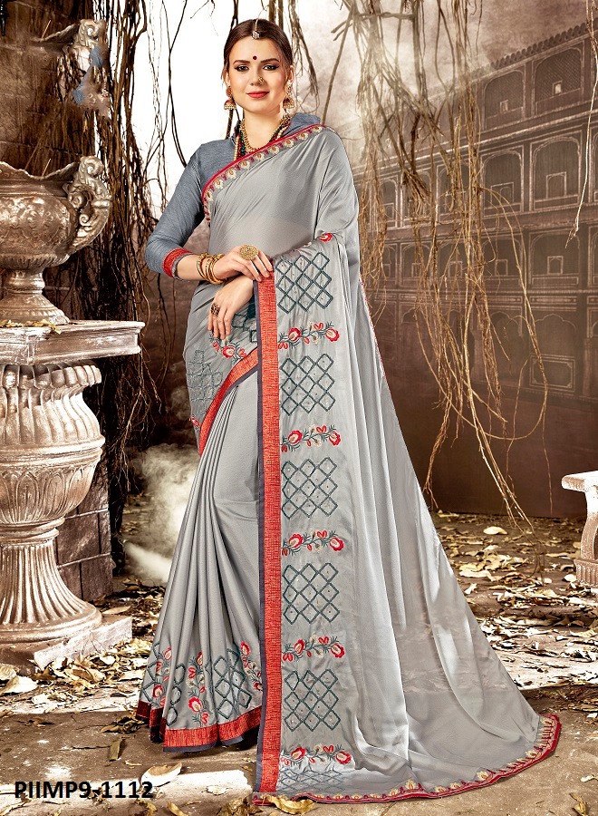 Impression Vol-9 By Pikasho 1101 To 1112 Series Indian Traditional Wear Collection Beautiful Stylish Fancy Colorful Party Wear & Occasional Wear Georgette Embroidered Sarees At Wholesale Price