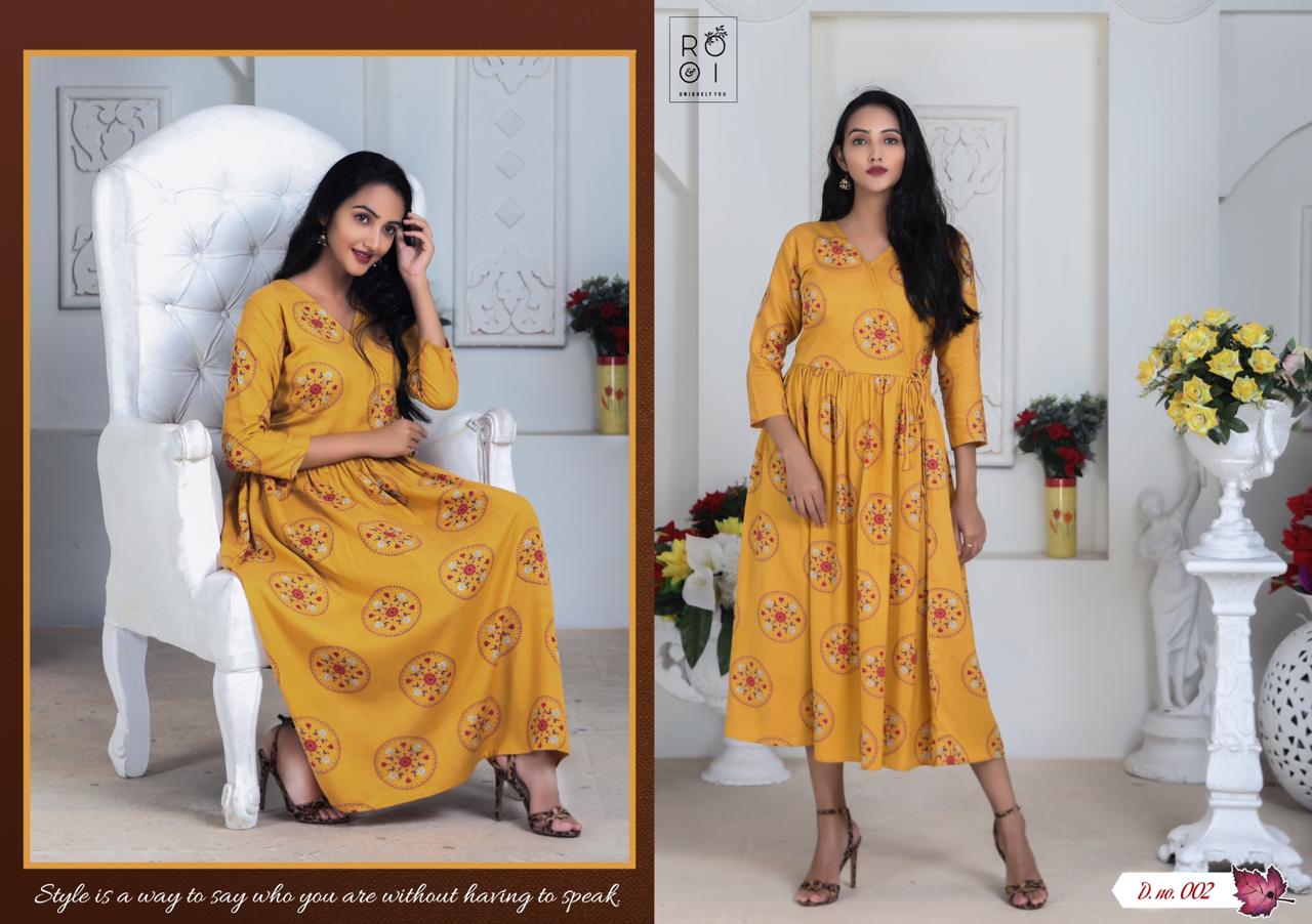 Innayat By Rooi 001 To 008 Series Beautiful Stylish Colorful Fancy Party Wear & Ethnic Wear & Ready To Wear Heavy Rayon Flex Kurtis At Wholesale Price