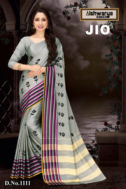 Jio By Aishwarya Cottons 1107 To 1116 Series Beautiful Stylish Fancy Colorful Traditional Collection Party Wear & Ethnic Wear Pure Cotton Silk Printed Sarees At Wholesale Price