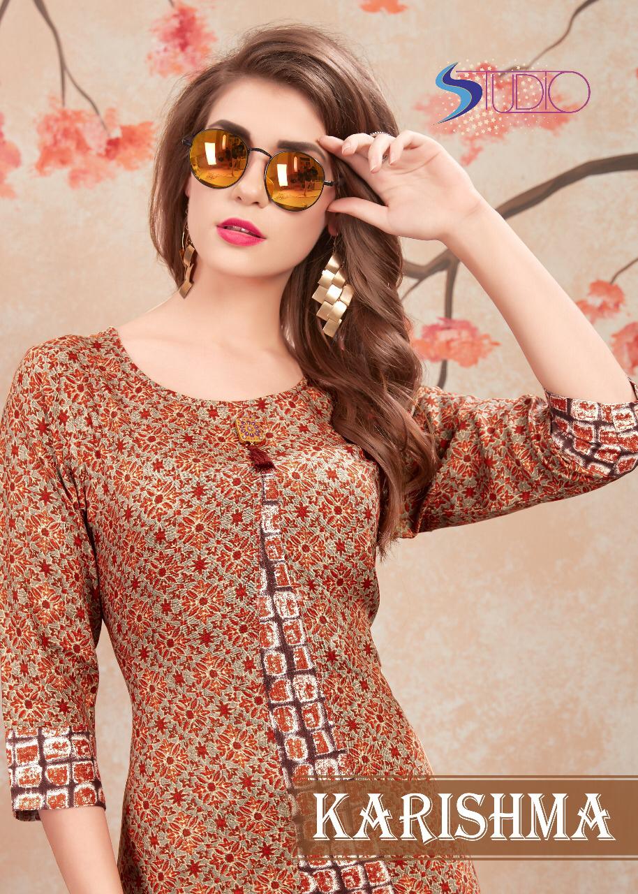 Karishma By Studio Manav Mills 1037 To 1048 Series Indian Traditional Wear Collection Beautiful Stylish Fancy Colorful Party Wear & Occasional Wear Heavy Rayon Kurtis At Wholesale Price