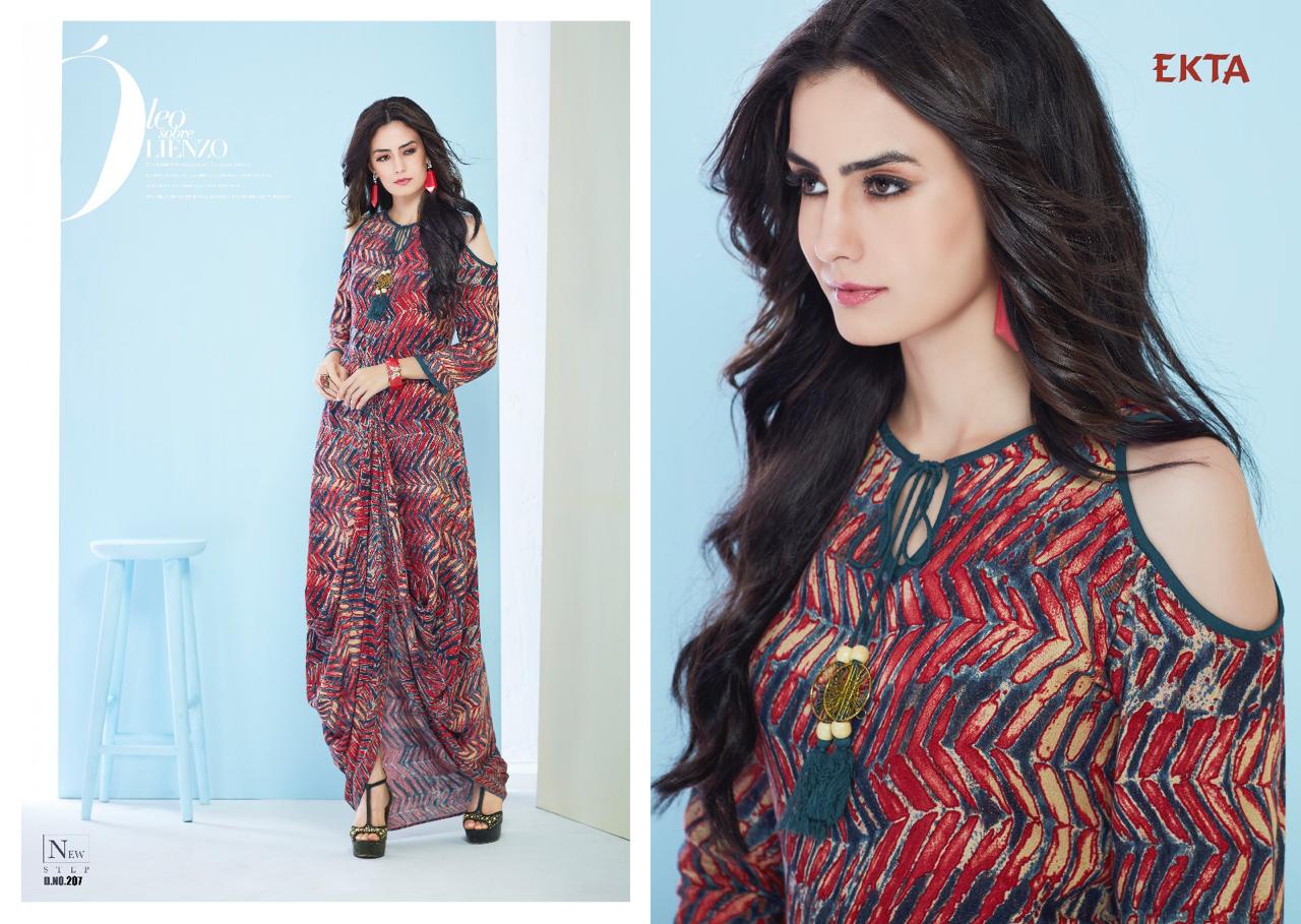 Kashvi Vol-2 By Ekta 201 To 207 Series Beautiful Colorful Stylish Fancy Casual Wear & Ethnic Wear & Ready To Wear Rayon Printed Kurtis At Wholesale Price