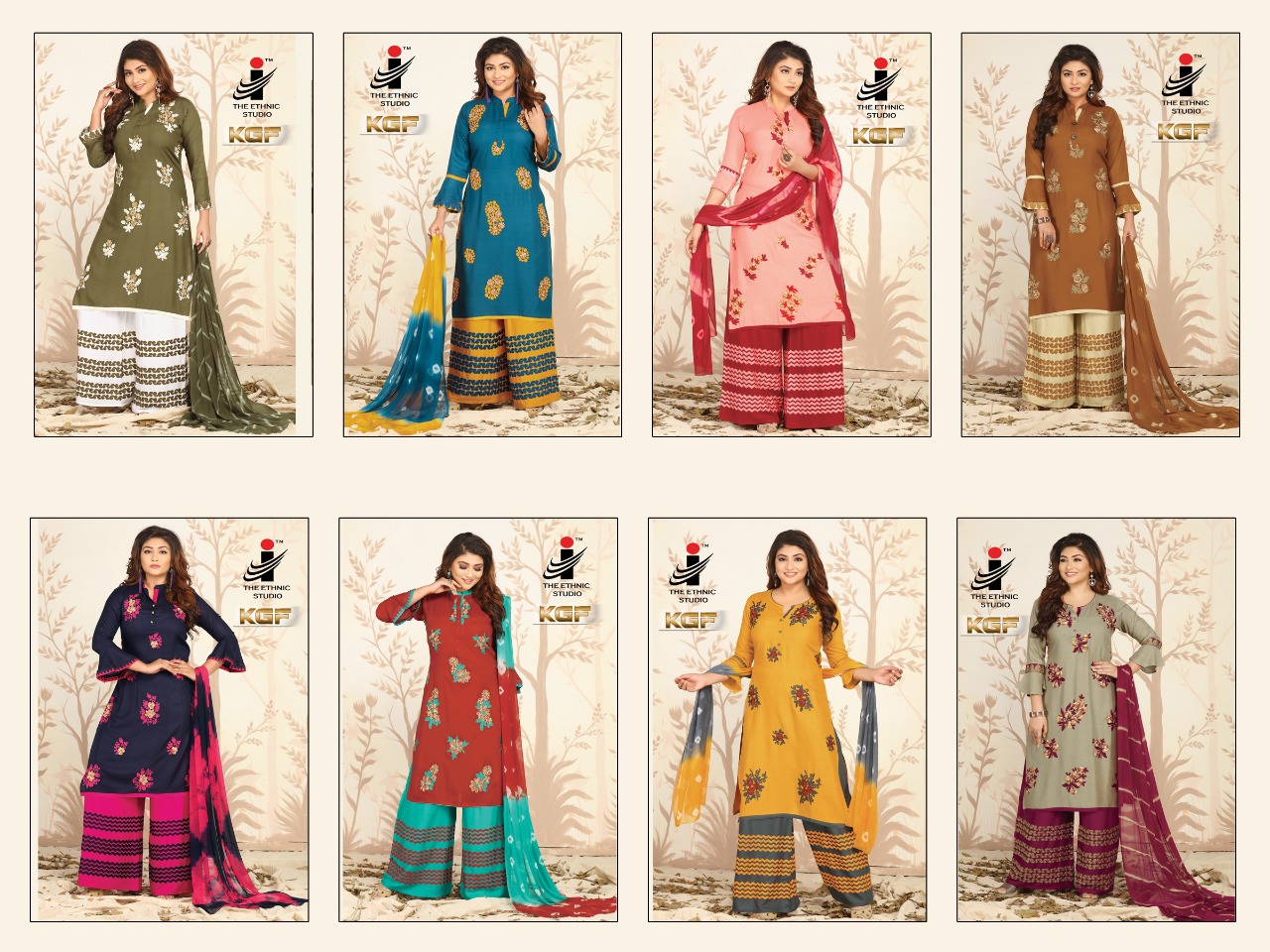 Kgf By The Ethnic Studio 1001 To 1008 Series Beautiful Colorful Stylish Fancy Casual Wear & Ethnic Wear & Ready To Wear Rayon Plain Top With Embroidery Kurtis At Wholesale Price