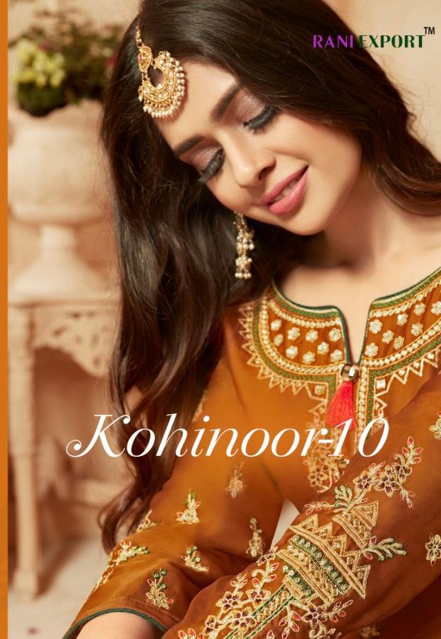Kohinoor Vol-10 By Rani Exports 999 To 103 Series Indian Traditional Wear Collection Beautiful Stylish Fancy Colorful Party Wear & Occasional Wear Satin Georgette And Dulla Silk Embroidery Work Dresses At Wholesale Price