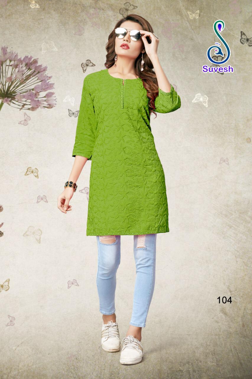 Lakhnavi Vol-3 By Suvesh 101 To 110 Series Beautiful Stylish Colorful Fancy Party Wear & Ethnic Wear & Ready To Wear Rich Cotton Chikan Work Kurtis At Wholesale Price