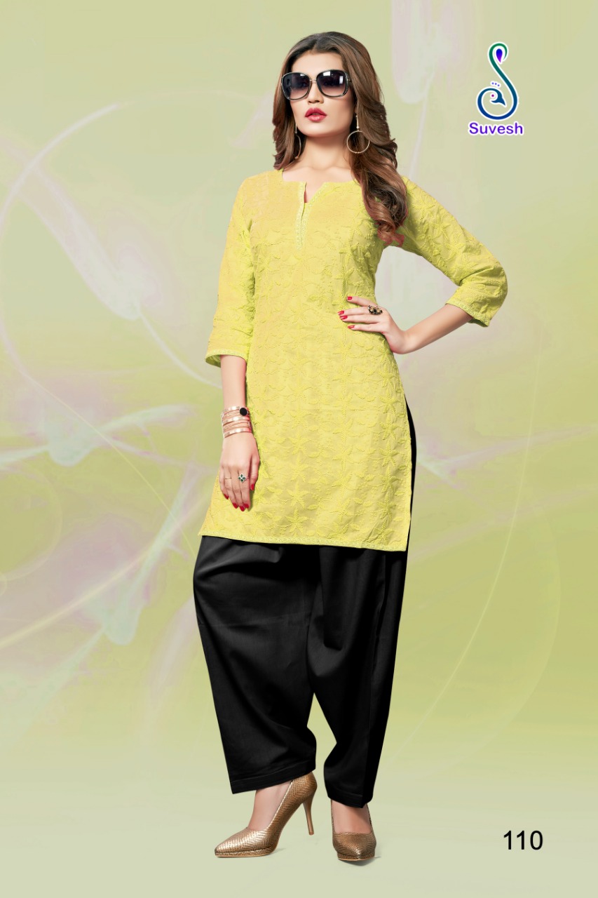 Lakhnavi Nx By Suvesh 101 To 110 Series Beautiful Stylish Colorful Fancy Party Wear & Ethnic Wear & Ready To Wear Rich Cotton Chikan Work Kurtis At Wholesale Price