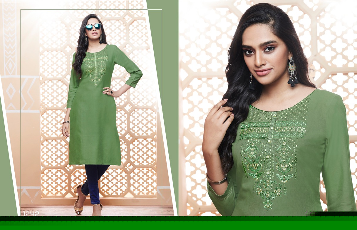 Lily Vol-14 By Kajree Fashion 1231 To 1242 Series Beautiful Colorful Stylish Fancy Casual Wear & Ethnic Wear & Ready To Wear Rayon Embroidered Kurtis At Wholesale Price