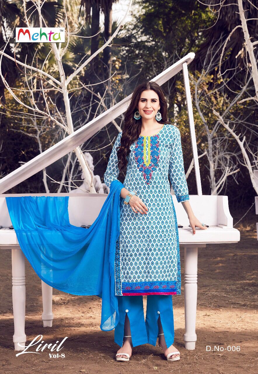 Liril Vol-8 By Mehta 001 To 008 Series Beautiful Stylish Fancy Colorful Casual Wear & Ethnic Wear Summer Collection Pure Cotton Printed Dresses At Wholesale Price