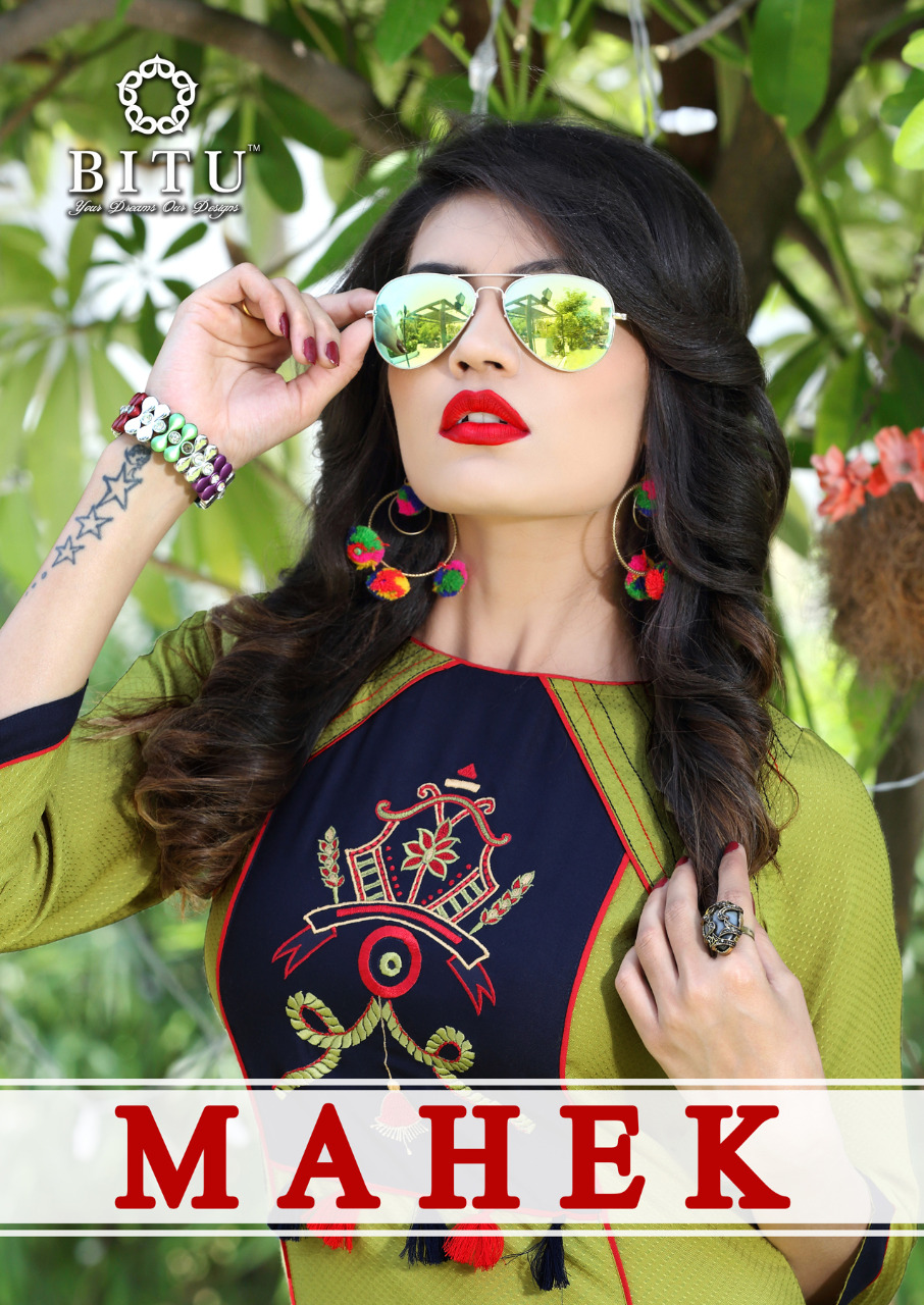 Mahek By Bitu 7060 To 7067 Series Stylish Beautiful Fancy Colorful Casual Wear & Ethnic Wear Heavy Rayon Embroidered Kurtis At Wholesale Price