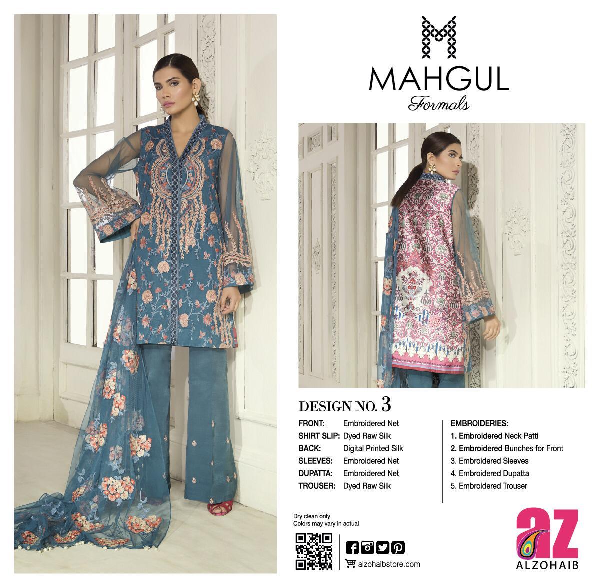 Mahgul Formals By Alzohaib 01 To 08 Series Designer Suits Bridal Collection Beautiful Stylish Fancy Colorful Party Wear & Occasional Wear Khadi Net/chiffon Embroidered Dresses At Wholesale Price