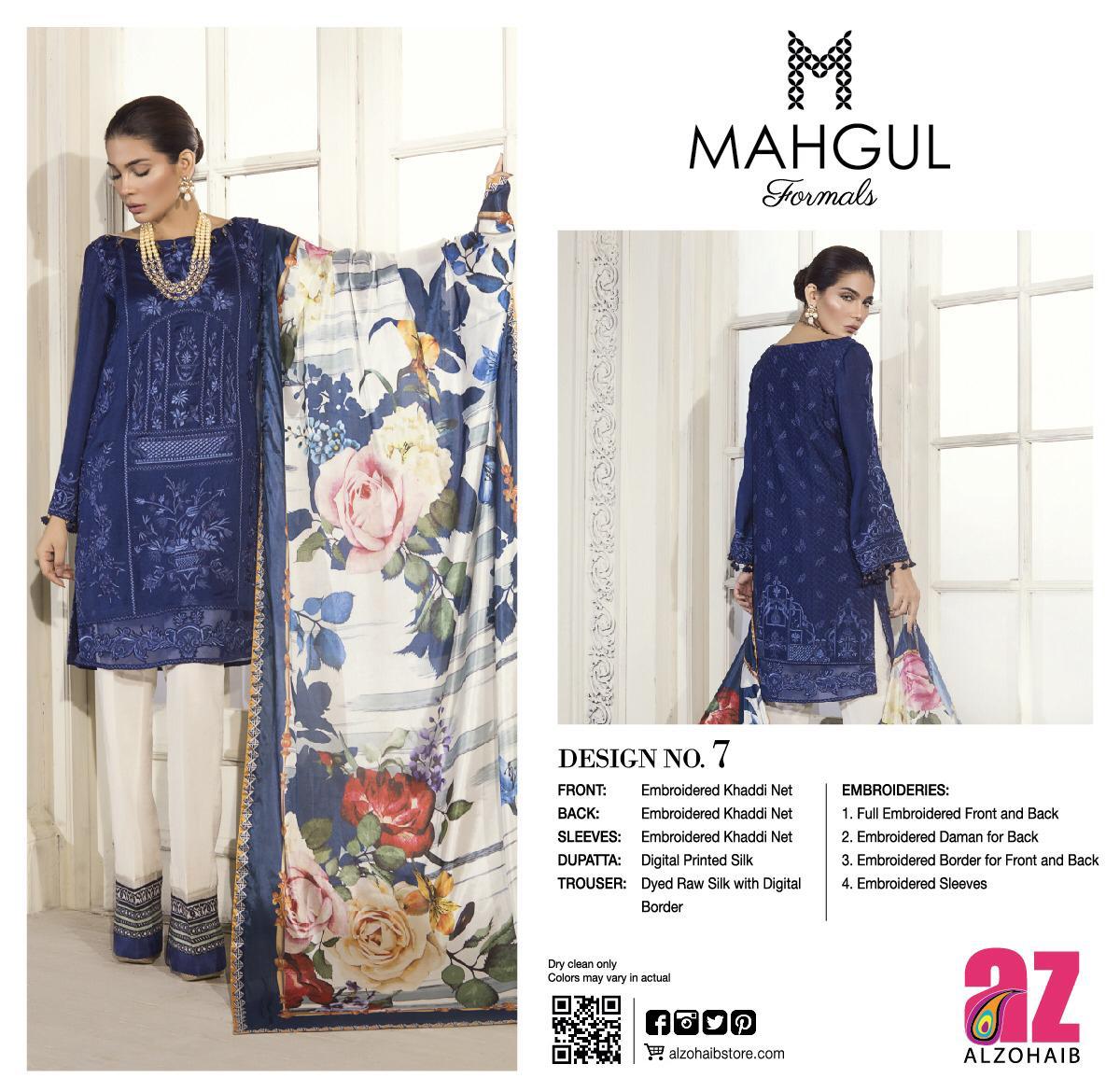 Mahgul Formals By Alzohaib 01 To 08 Series Designer Suits Bridal Collection Beautiful Stylish Fancy Colorful Party Wear & Occasional Wear Khadi Net/chiffon Embroidered Dresses At Wholesale Price