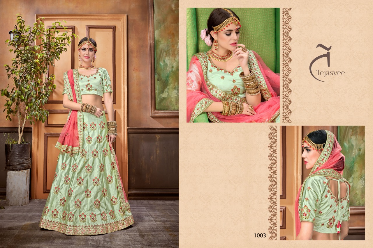 Mangalya By Tejasvee 1001 To 1005 Series Designer Beautiful Wedding Collection Occasional Wear & Party Wear Pure Satin Silk Lehengas At Wholesale Price