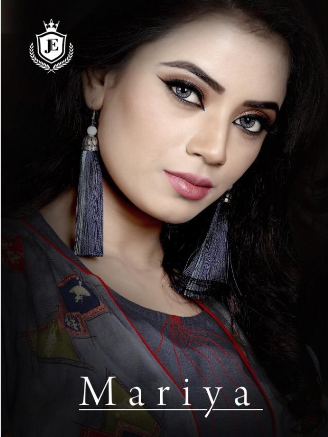 Mariya By Je 1001 To 1004 Series Beautiful Stylish Colorful Fancy Party Wear & Ethnic Wear & Ready To Wear Heavy Rayon Slub Embroidered Kurtis With Shrug At Wholesale Price