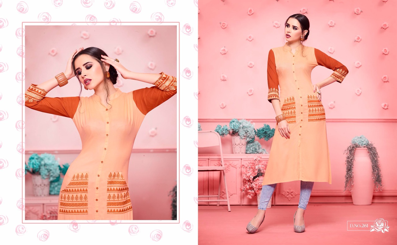 Maryam By Kajree Fashion 261 To 270 Series Designer Beautiful Stylish Fancy Colorful Party Wear & Ethnic Wear & Ready To Wear Rayon Printed Kurtis At Wholesale Price