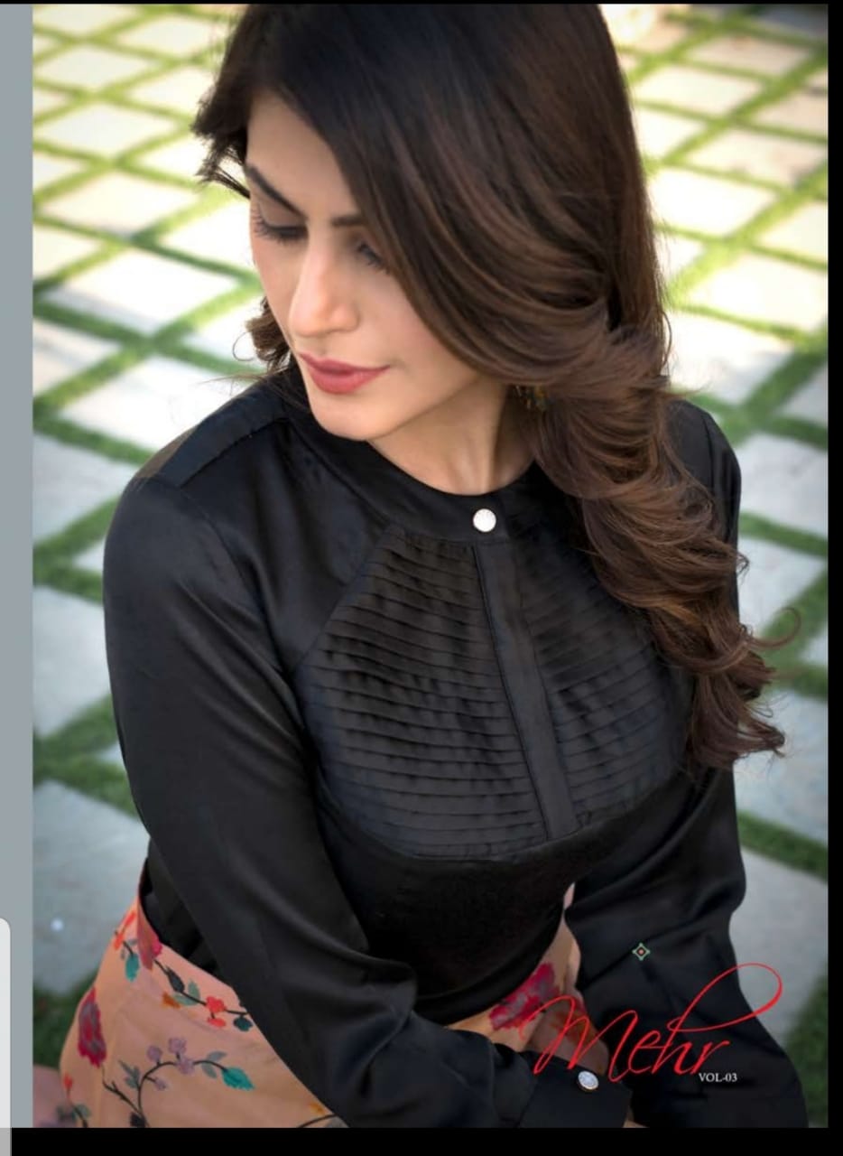 Mehr Vol-3 By Mugdha 109 To 113 Series Beautiful Stylish Colorful Fancy Party Wear & Ethnic Wear & Ready To Wear Scuba/viola/silk Top With Skirt At Wholesale Price