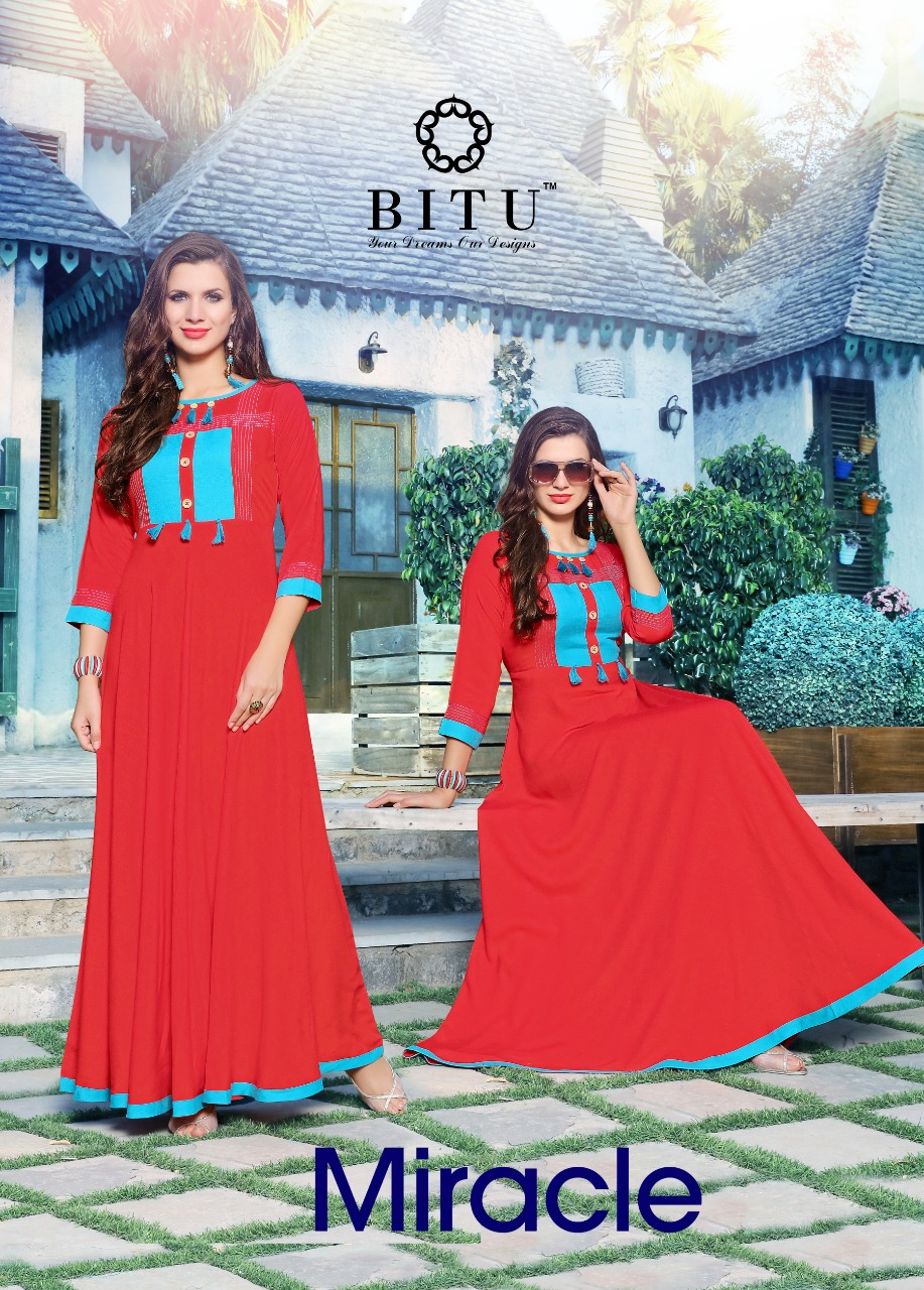 Miracle By Bitu 8011 To 8016 Series Beautiful Stylish Fancy Colorful Casual Wear & Ethnic Wear & Ready To Wear Rayon Slub Printed Kurtis At Wholesale Price