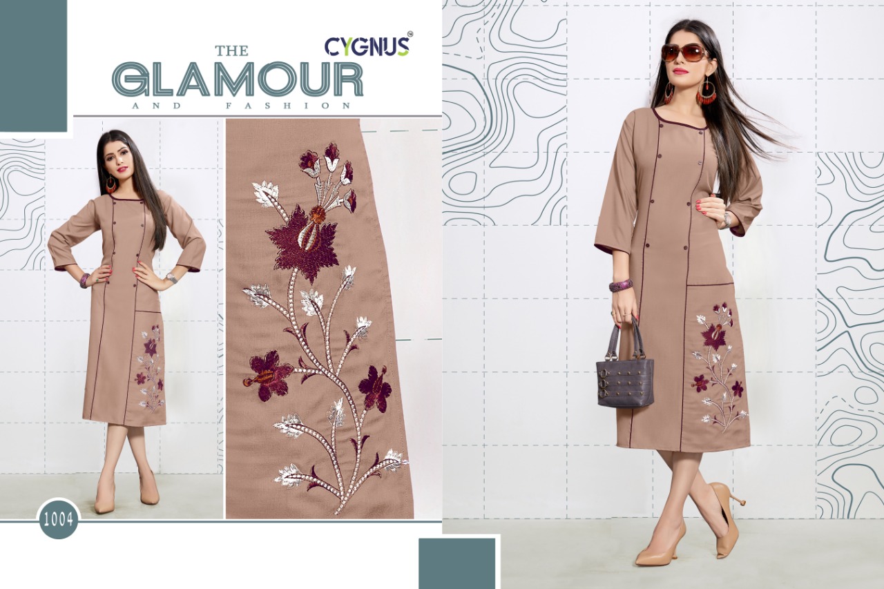 Mohini By Cygnus 1001 To 1006 Series Beautiful Stylish Fancy Colorful Casual Wear & Ethnic Wear & Ready To Wear Pure Cotton Embroidery Kurtis At Wholesale Price