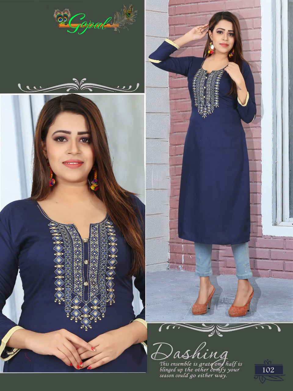Muskan By Gopal 101 To 108 Series Stylish Colorful Fancy Beautiful Casual Wear & Ethnic Wear Collection Rayon Embroidered Kurtis At Wholesale Price