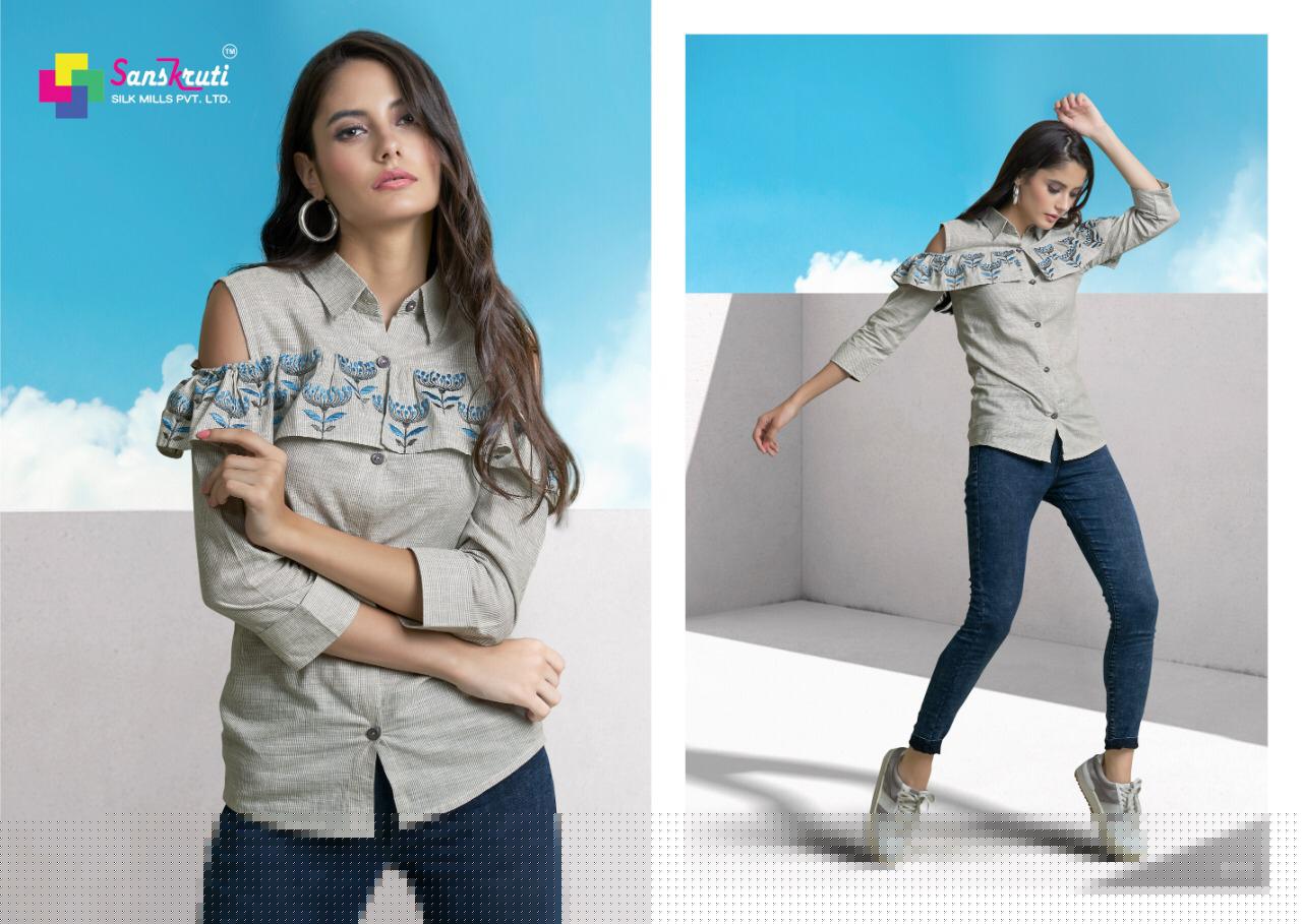 Nakshi By Sanskruti Silk Mills 318 To 323 Series Beautiful Stylish Fancy Colorful Casual Wear & Ethnic Wear & Ready To Wear Pure Cotton Embroidery Tops At Wholesale Price