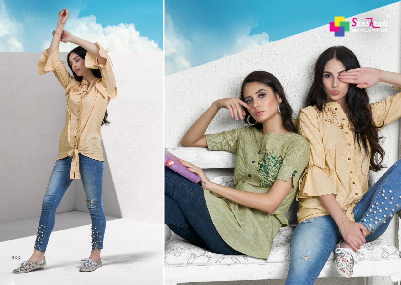Nakshi By Sanskruti Silk Mills 318 To 323 Series Beautiful Stylish Fancy Colorful Casual Wear & Ethnic Wear & Ready To Wear Pure Cotton Embroidery Tops At Wholesale Price