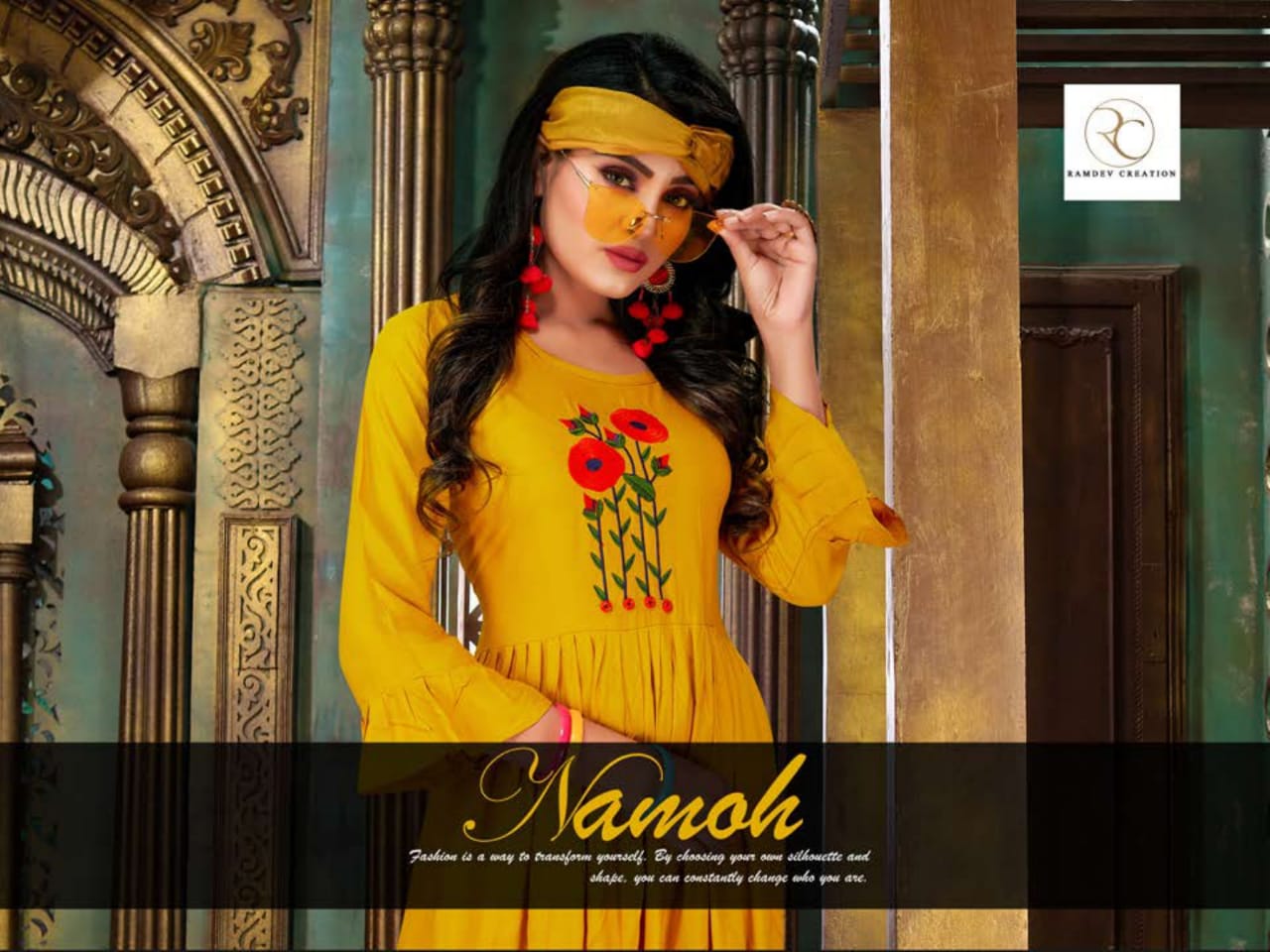 Namoh By Ramdev Craeation 1001 To 1008 Series Beautiful Stylish Fancy Colorful Casual Wear & Ethnic Wear & Ready To Wear Rayon Embroidery Kurtis At Wholesale Price