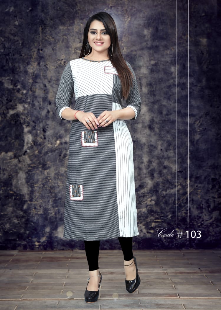 Navika By Sweta 101 To 110 Series Beautiful Stylish Fancy Colorful Casual Wear & Ethnic Wear & Ready To Wear Heavy Cotton Printed Kurtis At Wholesale Price