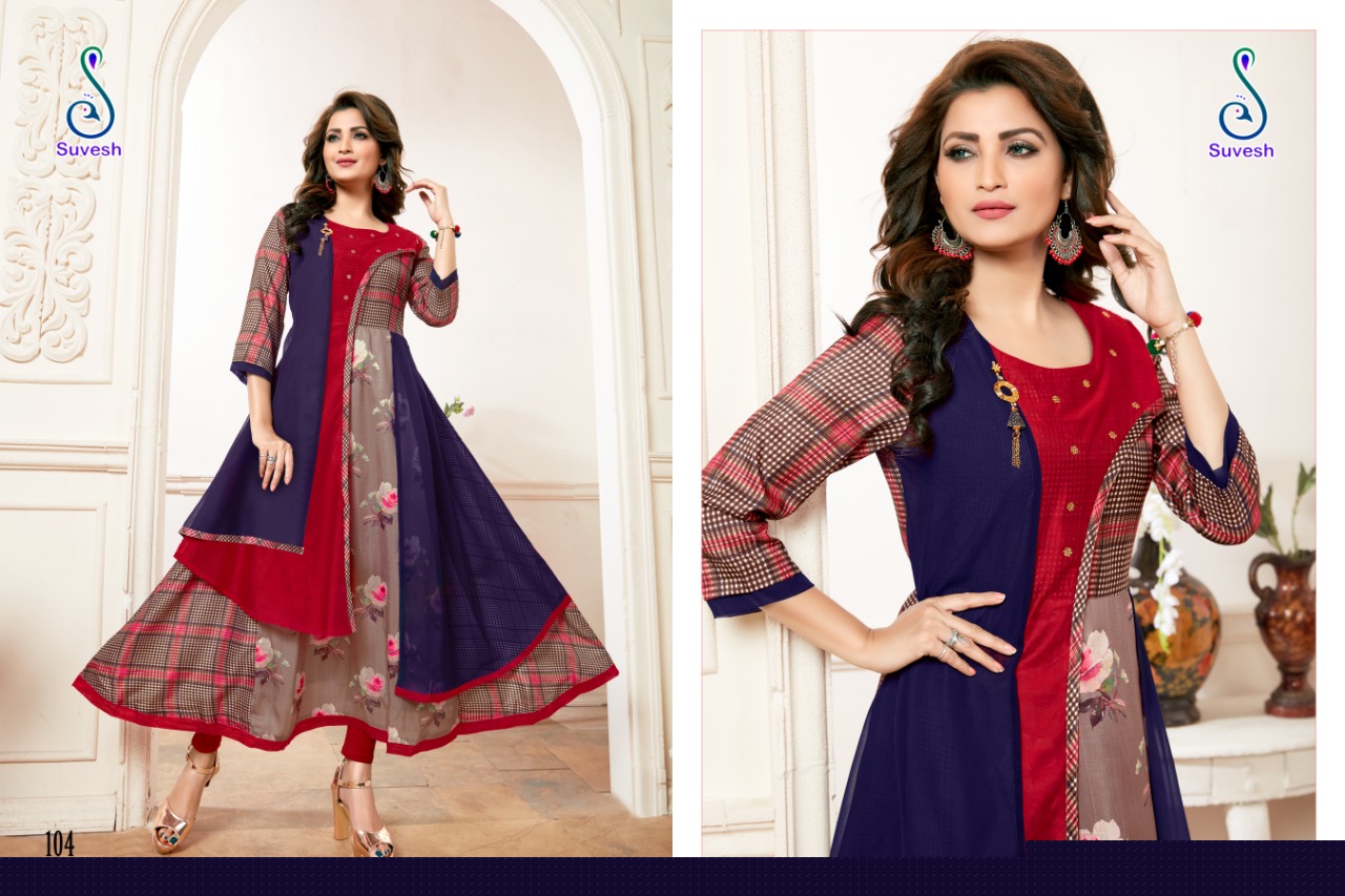 Nayyab By Suvesh 101 To 105 Series Beautiful Colorful Stylish Fancy Casual Wear & Ethnic Wear & Ready To Wear Muslin Digital Print Kurtis At Wholesale Price