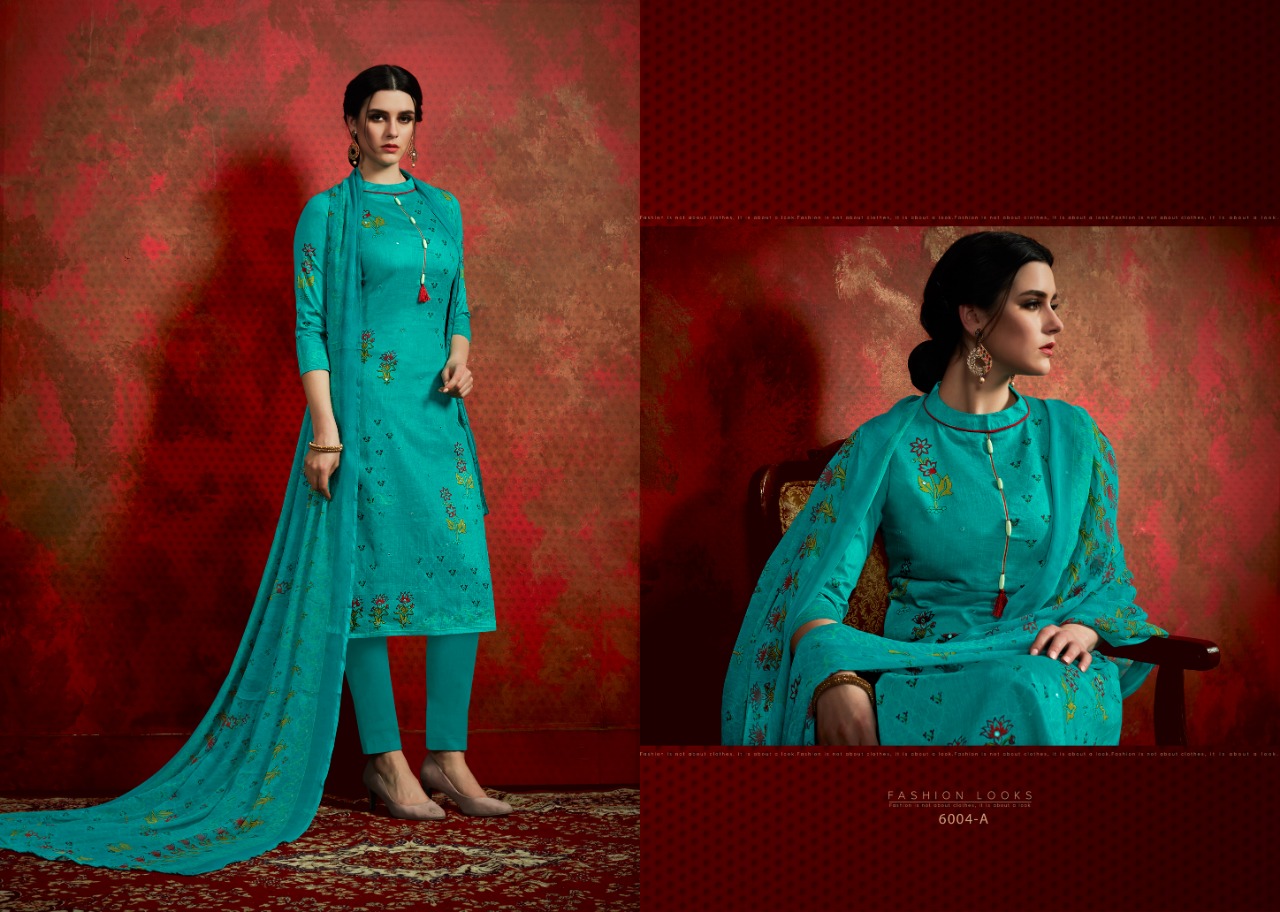 Noor By Aaa Design Studio 6001-a To 6005-b Series Beautiful Suits Colorful Stylish Fancy Casual Wear & Ethnic Wear Cotton Satin With Work Dresses At Wholesale Price