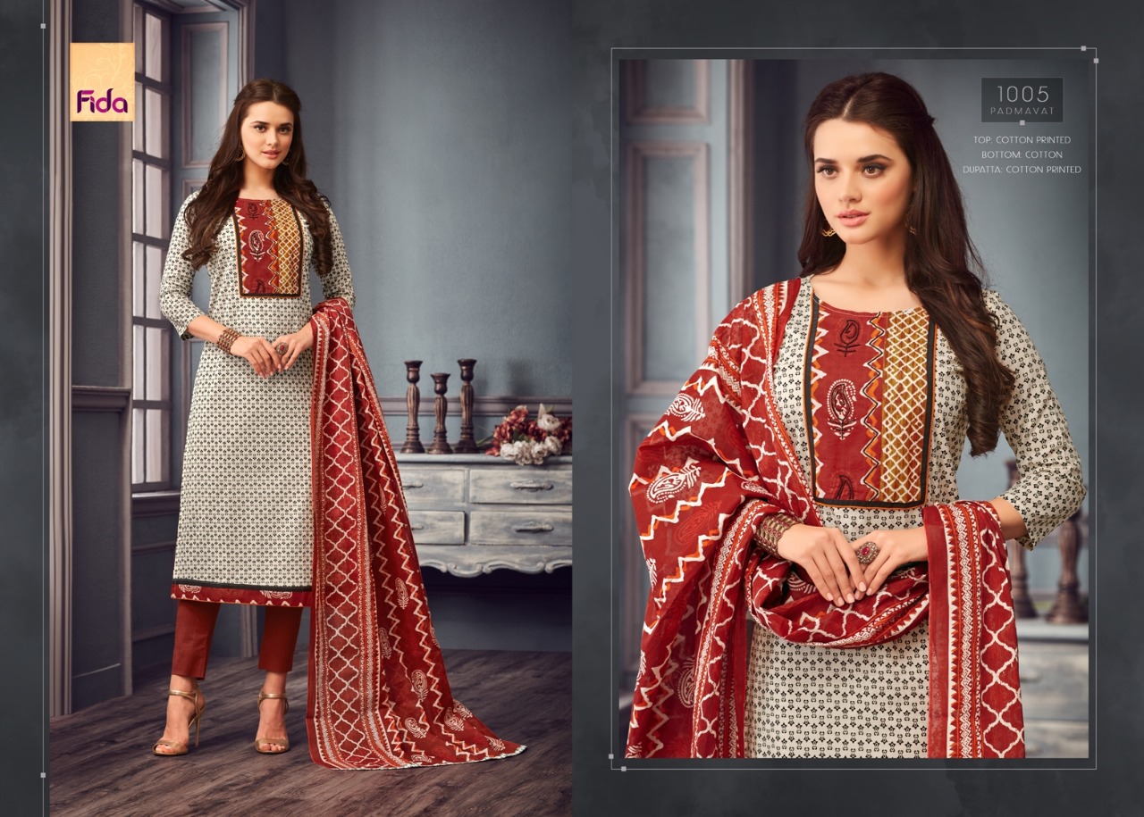Padmavay By Fida 1001 To 1008 Series Beautiful Stylish Fancy Colorful Casual Wear & Ethnic Wear Cotton Printed With Pintex Dresses At Wholesale Price