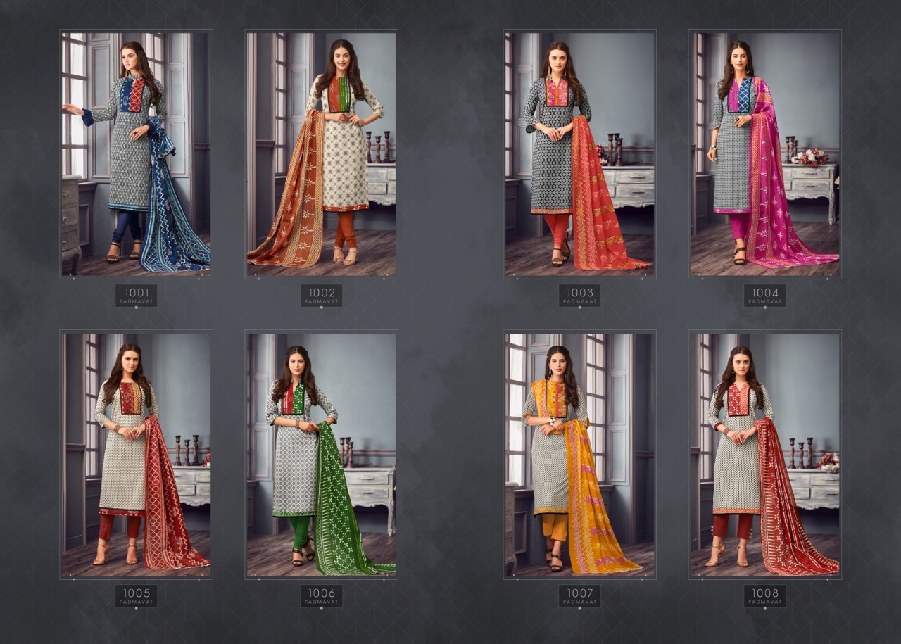 Padmavay By Fida 1001 To 1008 Series Beautiful Stylish Fancy Colorful Casual Wear & Ethnic Wear Cotton Printed With Pintex Dresses At Wholesale Price