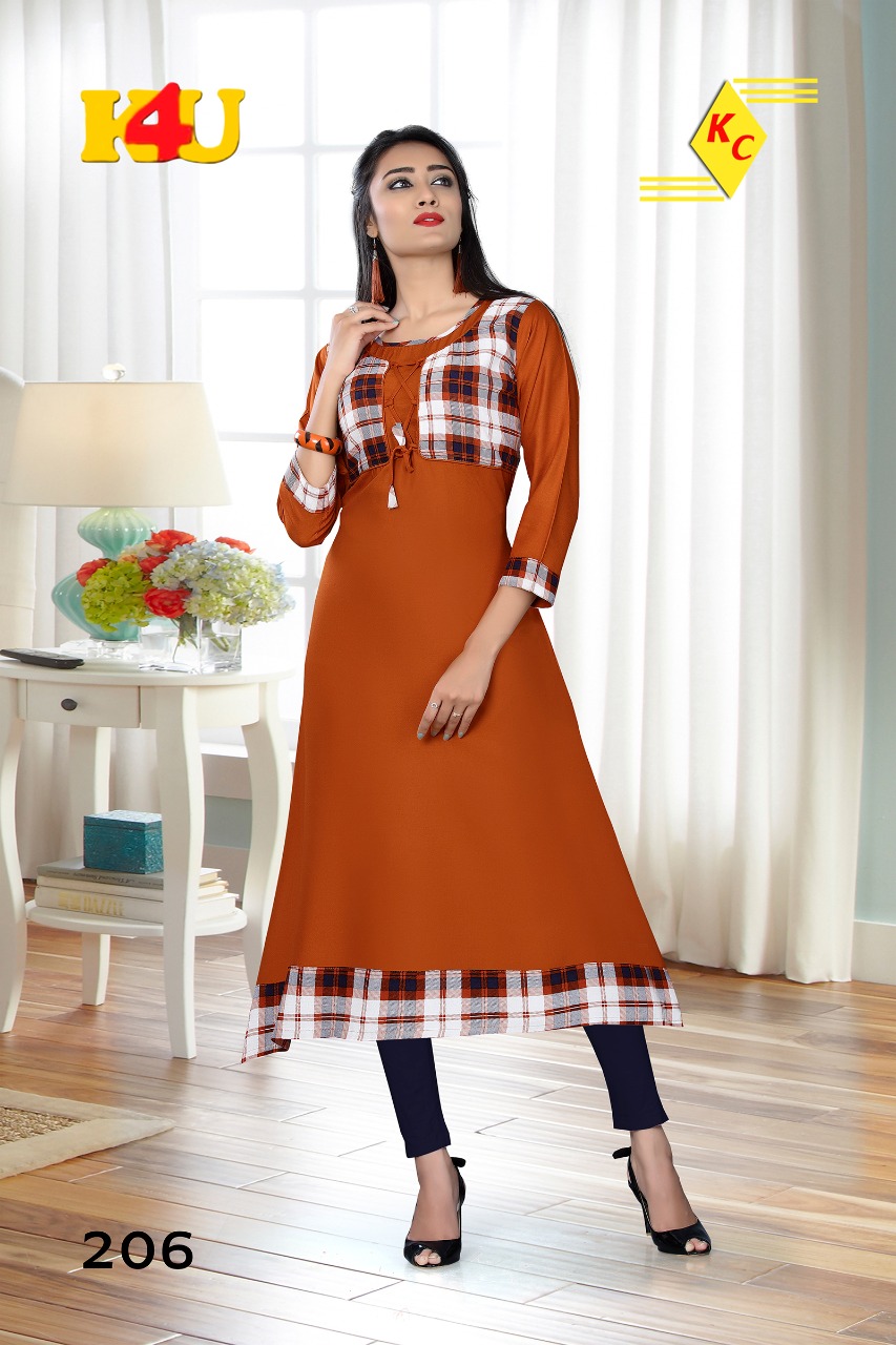 Parikala By K4u 201 To 206 Series Beautiful Stylish Fancy Colorful Casual Wear & Ethnic Wear & Ready To Wear Rayon Embroidered Kurtis At Wholesale Price