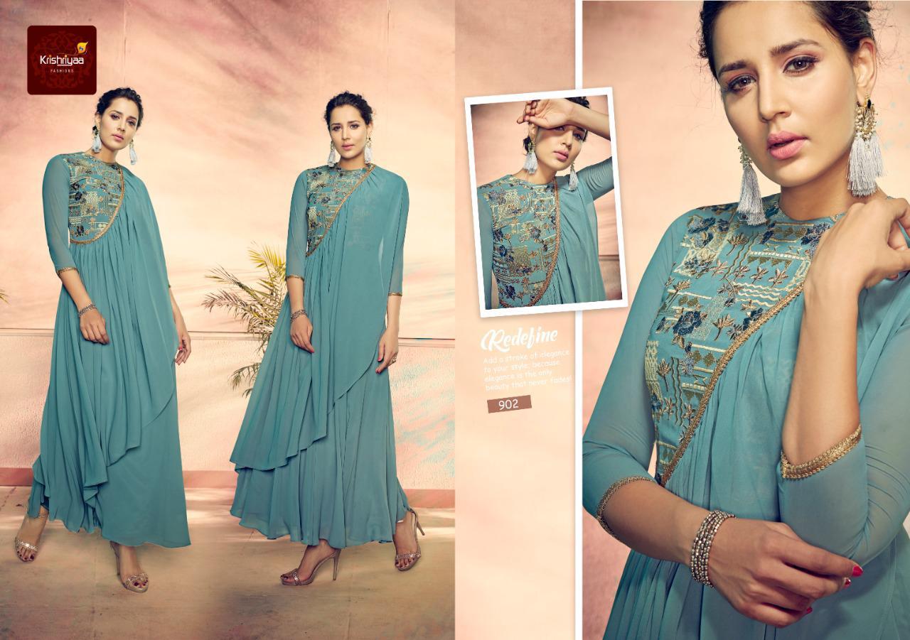 Posh Vol-8 By Krishriyaa 901 To 907 Series Beautiful Stylish Fancy Colorful Casual Wear & Ethnic Wear Fine Georgette Gowns At Wholesale Price
