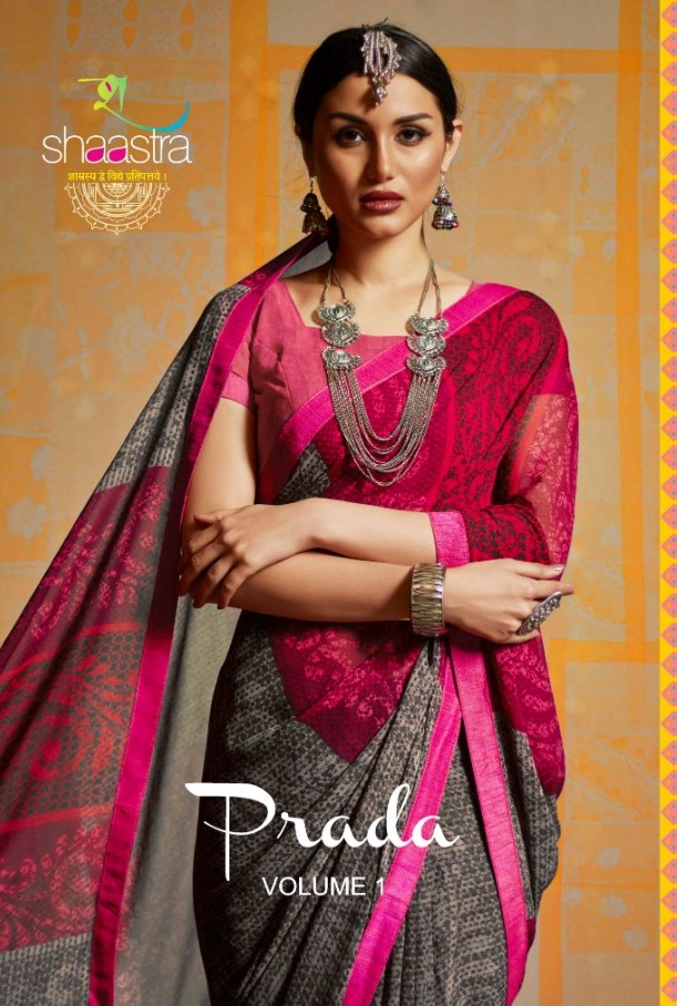 Prada Vol-1 By Shaastra Sarees 31 To 40 Series Indian Traditional Wear Collection Beautiful Stylish Fancy Colorful Party Wear & Occasional Wear Bemberg Georgette Sarees At Wholesale Price