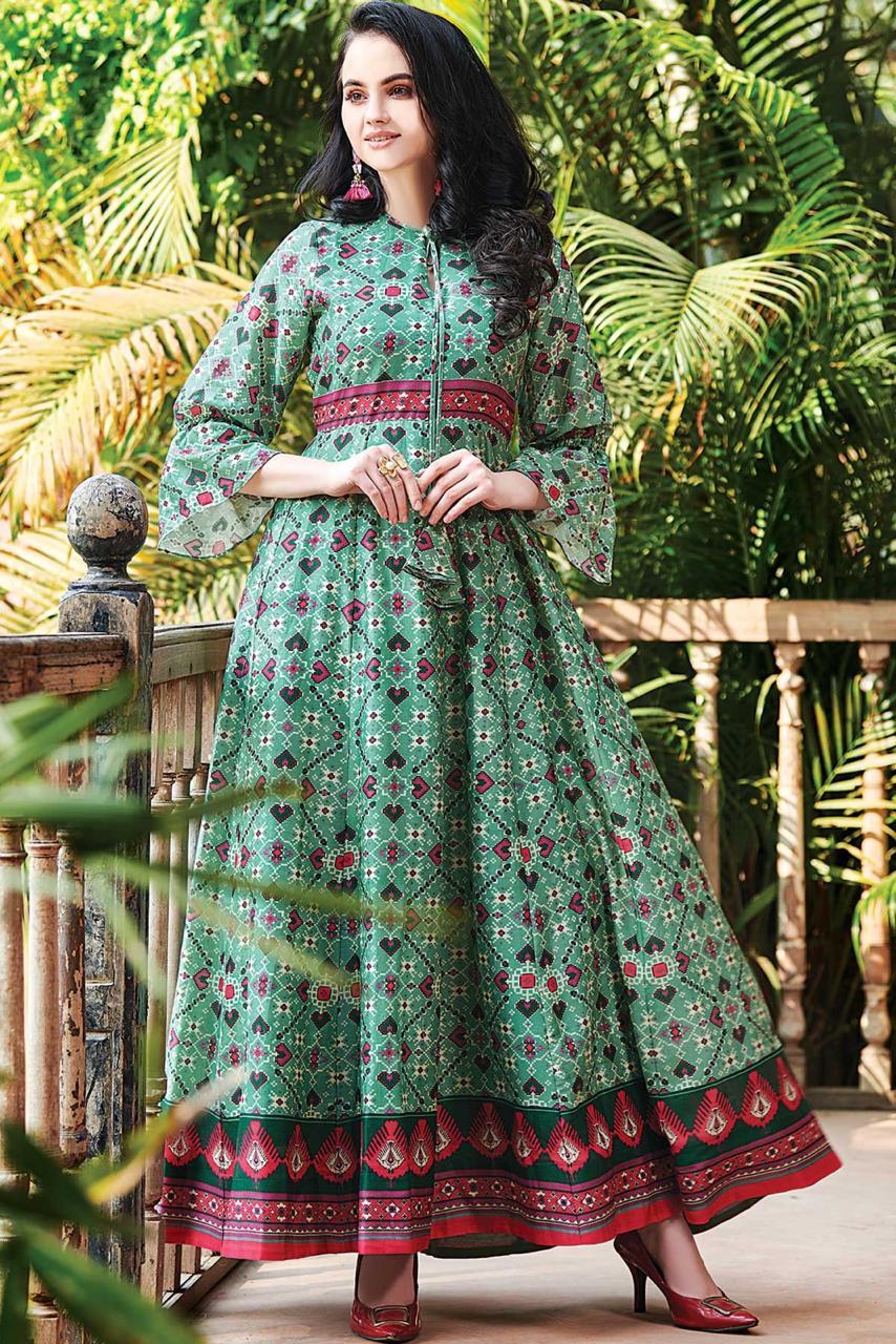 Printed Gown Vol-1 By Kaamiri 101 To 107 Series Stylish Fancy Colorful Collection Casual Wear & Ethnic Wear Muslin Cotton Gowns At Wholesale Price