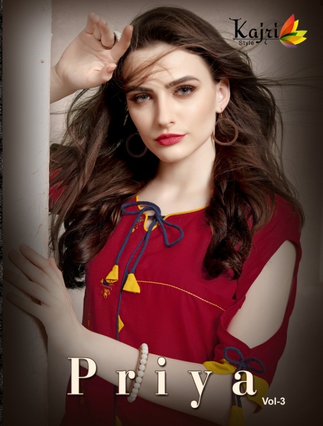 Priya Vol-3 By Kajri Style 3001 To 3006 Series Beautiful Stylish Fancy Colorful Casual Wear & Ethnic Wear & Ready To Wear Heavy Namo Slub Kurtis At Wholesale Price