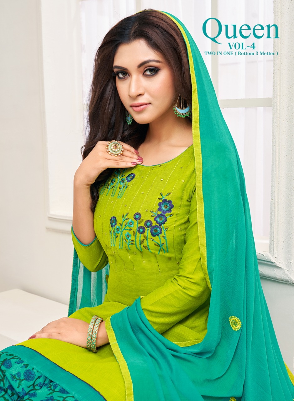 Queen Vol-4 By Kapil Tex 26001 To 26012 Series Designer Sharara Suits Beautiful Stylish Fancy Colorful Party Wear & Ethnic Wear Cotton Slub Work Dresses At Wholesale Price